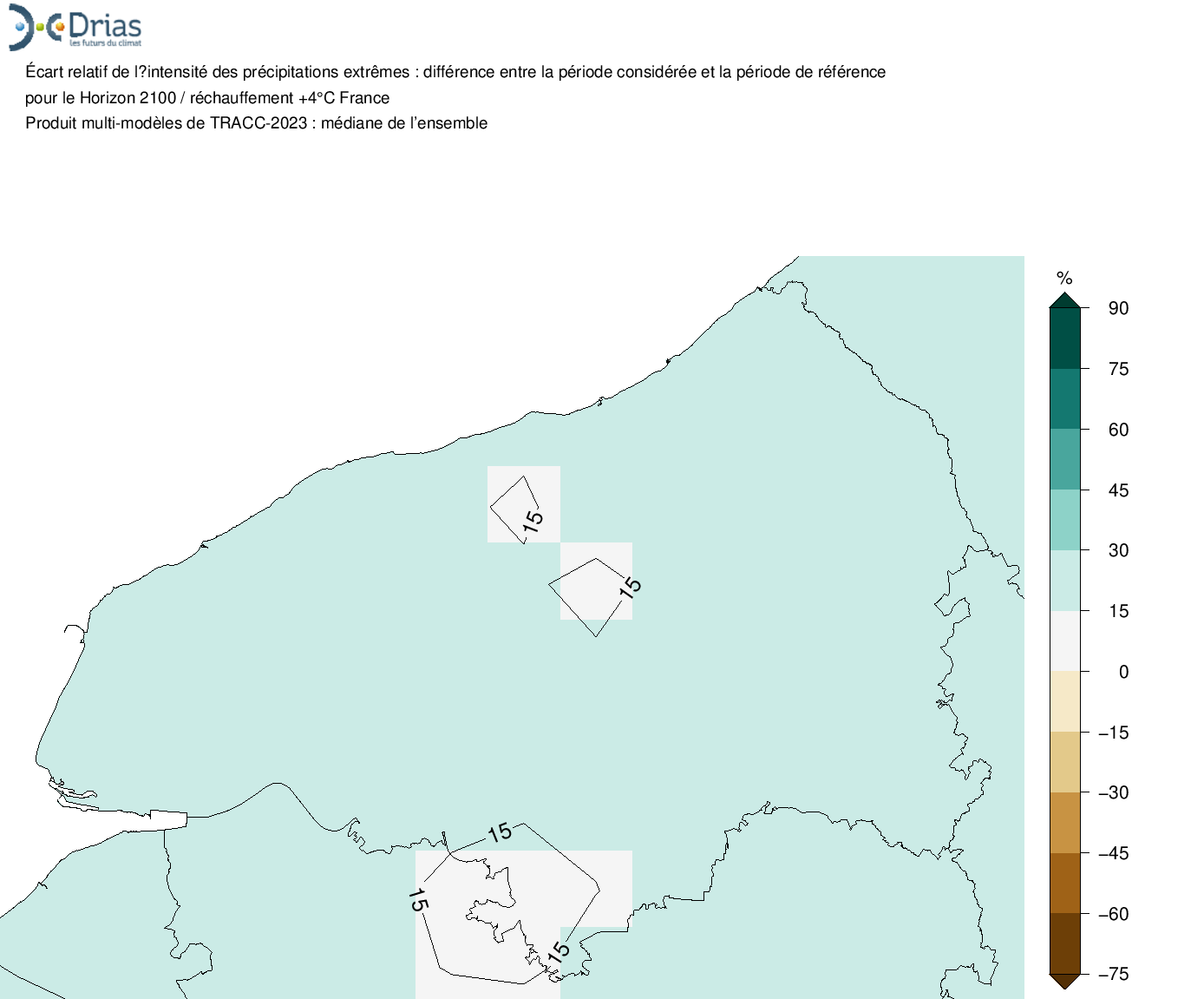 Augmentation de 15% des précipitations extrêmes en 2100 - TRACC 2023 : +4°C